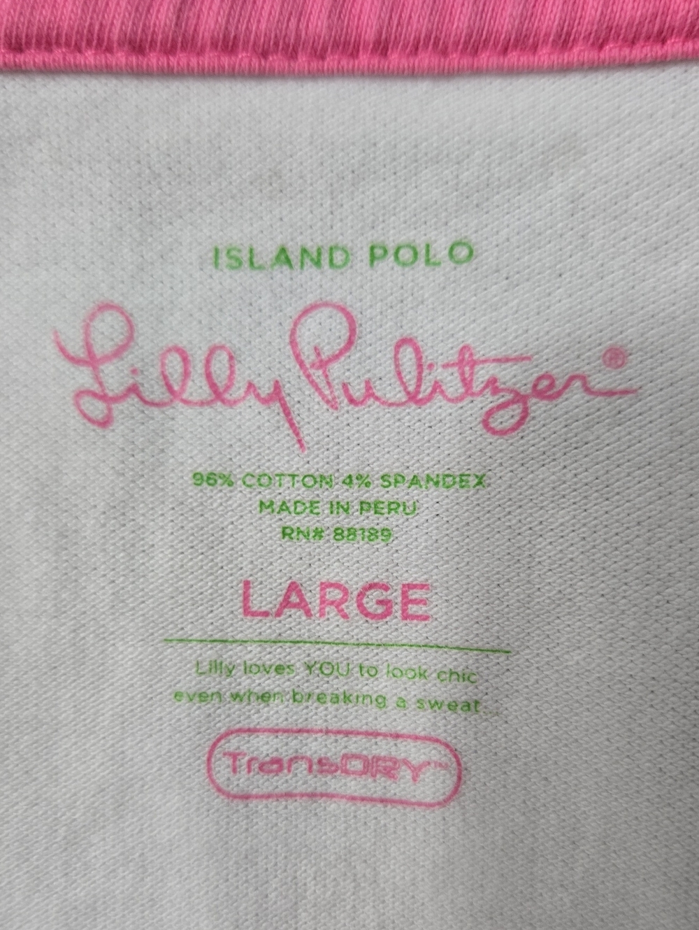 LILLY PULITZER Island Polo Light Pink Short Sleeve Polo Embroidered Palm LARGE - Picture 9 of 10